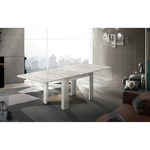 Alter Table à manger avec ouverture pour livre, Made in Italy, Console de cuisine auxiliaire, Table extensible, cm 90x90h75, Couleur ciment