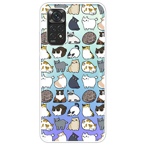 Coque en TPU antichoc Autocollants de chats pour votre Xiaomi Redmi Note 11S 4G/Redmi Note 11 4G (Qualcomm)