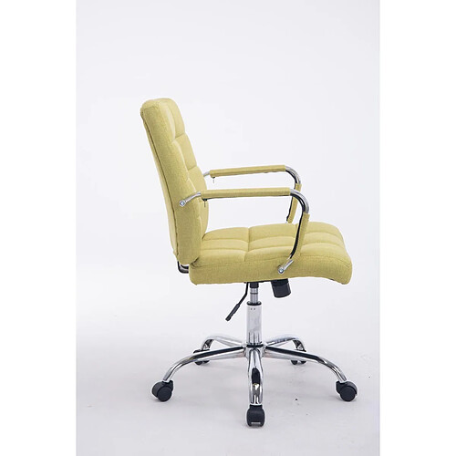 Decoshop26 Chaise fauteuil de bureau à roulettes en tissu vert hauteur réglable BUR10112