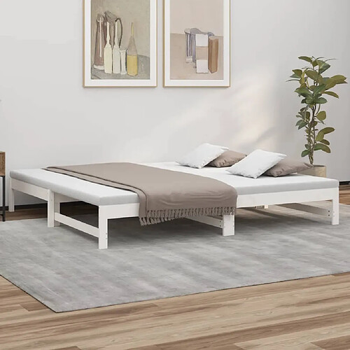 vidaXL Lit coulissant sans matelas blanc 2x(90x200) cm