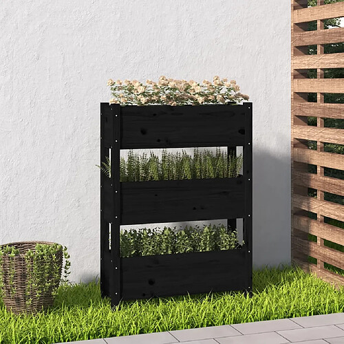 vidaXL Jardinière Noir 77x25x104,5 cm Bois massif de pin