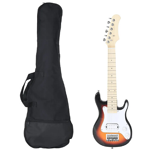 vidaXL Guitare électrique pour enfants et sac marron et blanc 3/4 30"