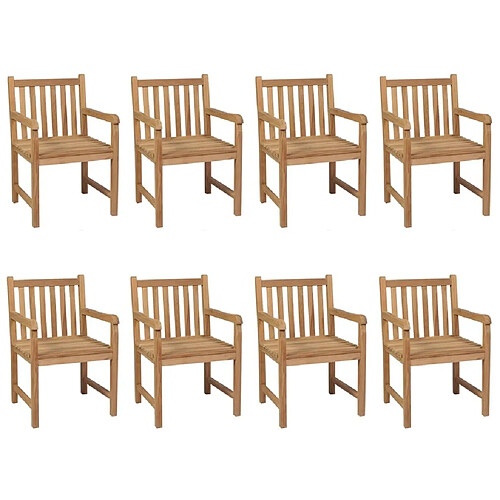 Maison Chic Lot de 8 Chaises de jardin,Fauteuil d'extérieur avec coussins noir Bois de teck solide -MN88271