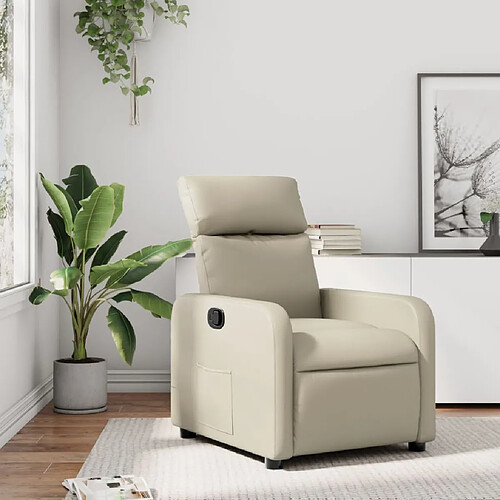 vidaXL Fauteuil inclinable Crème Similicuir