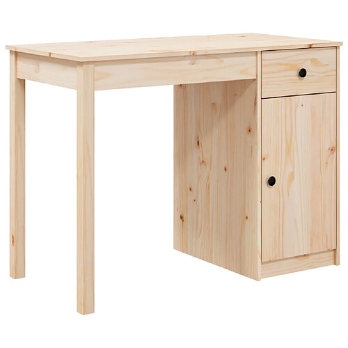 Helloshop26 Bureau table poste de travail meuble d'ordinateur informatique étude 100 x 50 x 75 cm bois massif de pin brun 02_0023367