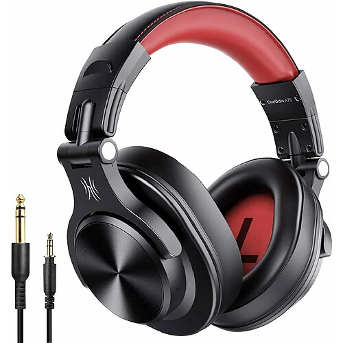 Chrono OneOdio A70 Casque d'écoute Bluetooth Over Ear, Casque de studio avec Shareport, Casque d'enregistrement de moniteur professionnel pliable, filaire et sans fil pour ampli de guitare en ligne PC Tablette Bureau à domicile en ligne(rouge)