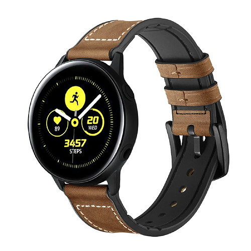 Bracelet en cuir véritable marron foncé pour votre Garmin Vivoactive 3/Vivomove HR