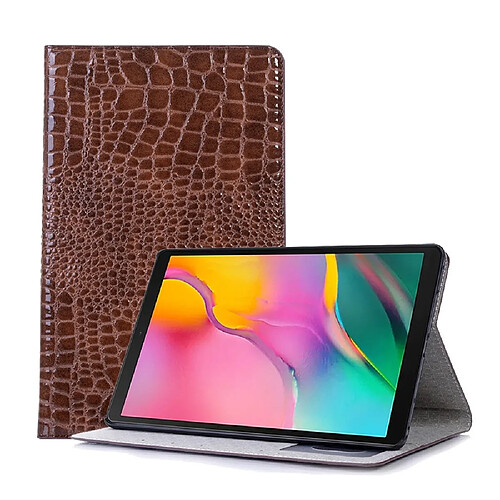 Wewoo Housse Coque Etui à rabat horizontal en cuir texturé avec texture croco pour Galaxy Tab A 10.1 2019 T510 / T515avec support et emplacements cartes et porte-monnaie Marron