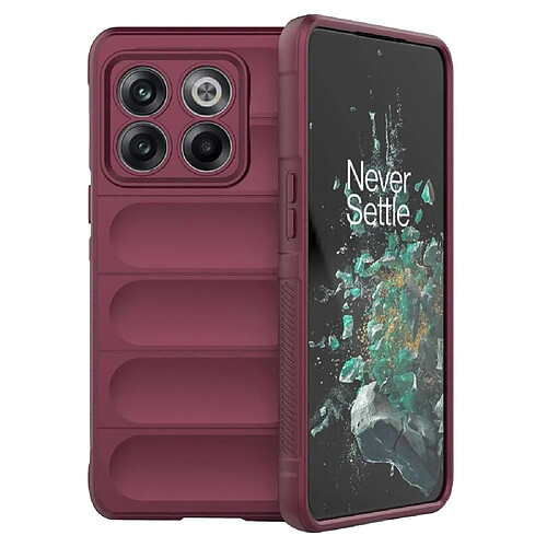 Htdmobiles Coque pour OnePlus 10T 5G - housse etui silicone gel fine + verre trempe - ROUGE BORDEAUX