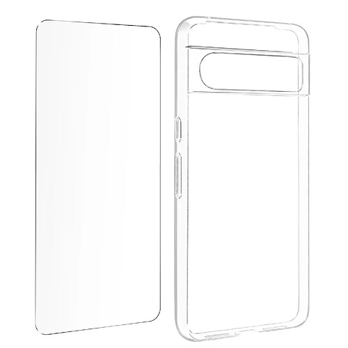 Avizar Coque pour Google Pixel 8 Pro Silicone Gel et Verre Trempé 9H Transparent