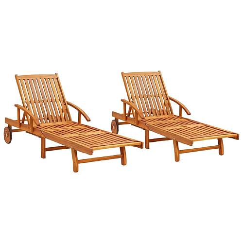 Maison Chic Lot de 2 Chaises longues | Transat Bain de soleil Bois d'acacia solide -GKD86106