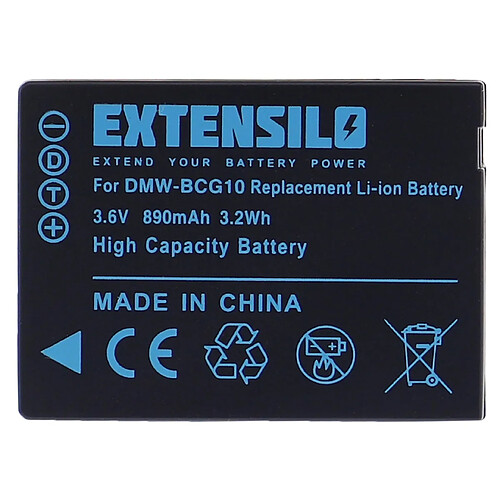 Vhbw EXTENSILO Batterie compatible avec Panasonic Lumix DMC-TZ9, DMC-ZS10, DMC-ZS15, DMC-ZS20 appareil photo, reflex numérique (890mAh, 3,6V, Li-ion)