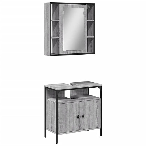 Maison Chic Armoire de Bain | Ensemble de 2 meubles salle de bain Sonoma gris -GKD51885