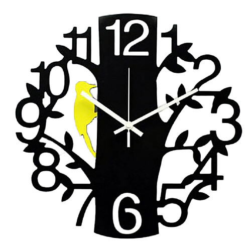 horloge murale en forme d'arbre temps 12h affichage quartz horloge décorative facile lire un