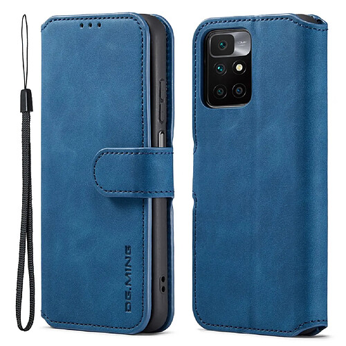 Etui en PU DG.MING style rétro avec support bleu pour votre Xiaomi Redmi 10/10 Prime