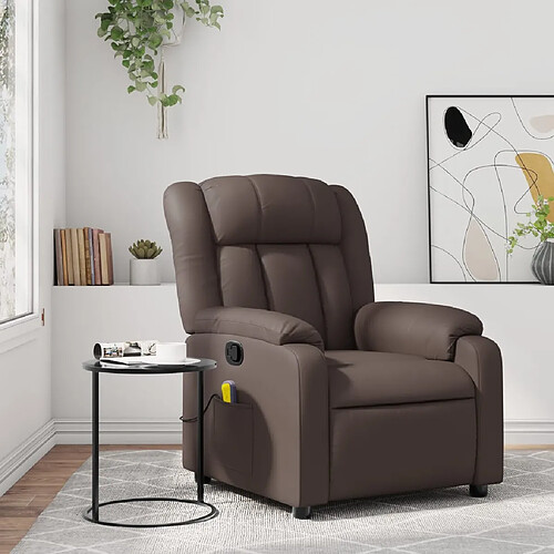 vidaXL Fauteuil de massage inclinable Marron Similicuir