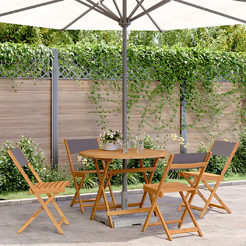 vidaXL Ensemble à manger de jardin 5 pcs anthracite tissu bois massif