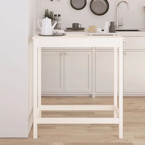 vidaXL Table de bar blanc 100x50x110 cm bois massif de pin