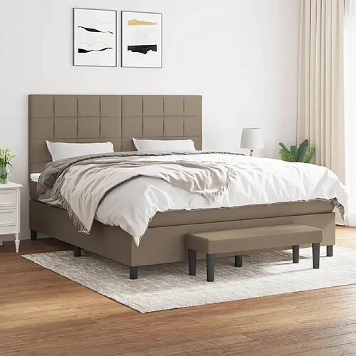 vidaXL Sommier à lattes de lit avec matelas Taupe 180x200 cm Tissu