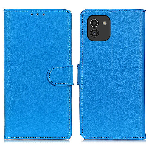 Etui en PU texture litchi bleu pour votre Samsung Galaxy A03 (164.2 x 75.9 x 9.1mm)