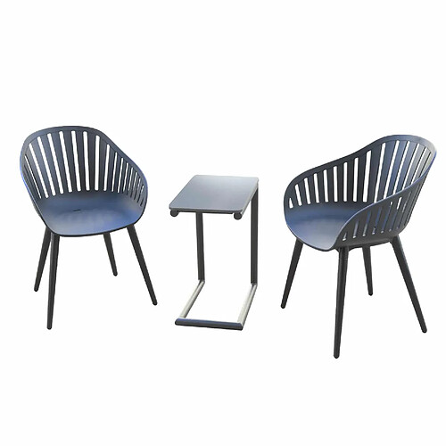 Salon de Jardin Chillvert Lacio Aluminium Résine 2 Chaises et 1 Table Nonir