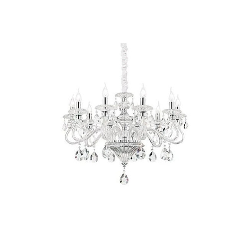 Ideal Lux Chandelier sans abats jours Negresco Verre Transparent 8 ampoules 80cm