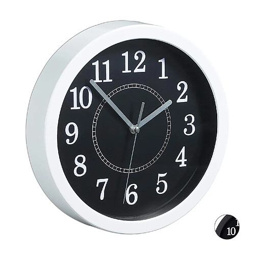 Relaxdays Horloge Murale Ronde Ø 20 cm Petite Horloge à Suspendre Design Classique à Piles Aiguilles Secondaires Blanc