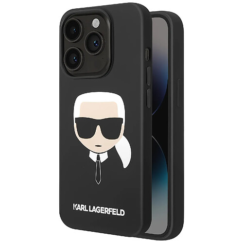 Karl Lagerfeld Coque pour iPhone 14 Pro Max Silicone Gel Bords Rehaussés Noir