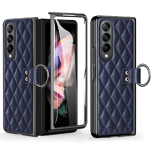 Coque en TPU + PU étui à chocs, motif losanges, électroplaqué pour votre Samsung Galaxy Z Fold4 5G - bleu