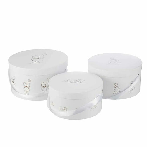 Paris Prix Lot de 3 Boîtes Déco Enfant Ourson 32cm Blanc