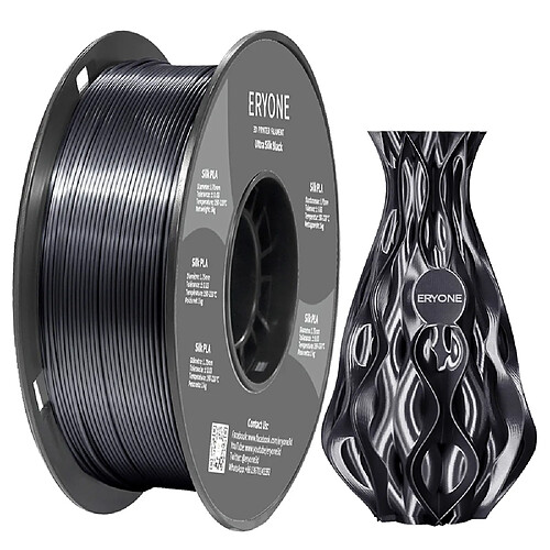 None Filament PLA ERYONE Ultra Silk pour imprimante 3D 1 kg (2,2 lbs) / Bobine - Noir