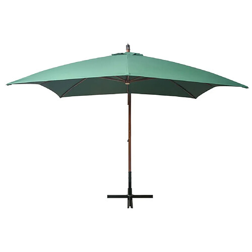 Maison Chic Parasol Jardin | Parasol 300 x 300 cm Poteau en bois Vert - GKD89626