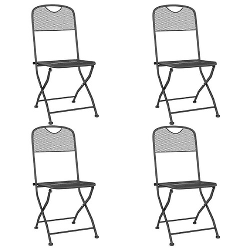 Maison Chic Lot de 4 Chaises pliables de jardin - Fauteuil d'extérieur Maille métallique Anthracite -MN31606