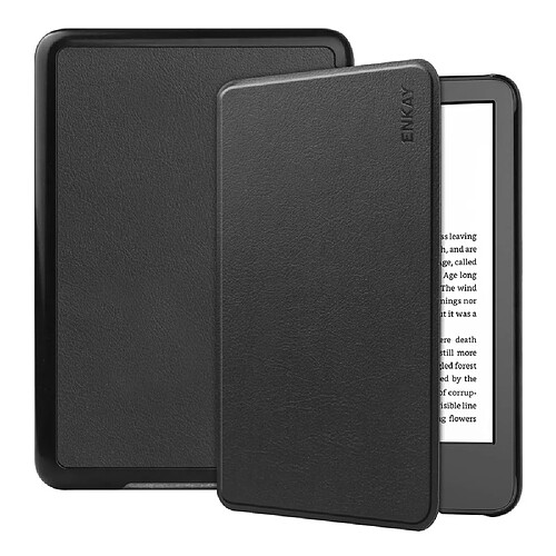 Etui en PU ENKAY anti-chute, avec fonction veille/réveil automatique pour votre Amazon Kindle Paperwhite 11th Gen (2022) - noir