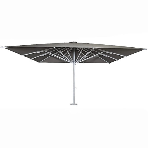 Decoshop26 Parasol de luxe XXL 5x5m (Ø7,2m) fixation aux fondations en béton polyester/aluminium 75kg anthracite 04_0003352