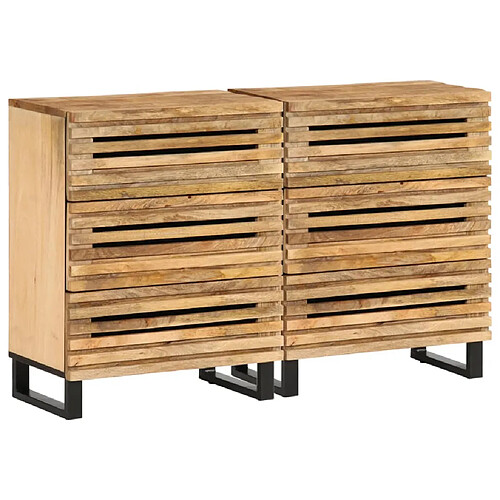 vidaXL Buffets 2 pcs 60x34x75 cm bois de manguier massif brut