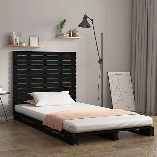 Maison Chic Tête de lit scandinave,Meuble de chambre murale Noir 146x3x91,5 cm Bois massif de pin -MN37391