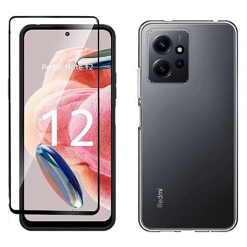 Xeptio Pack coque transparente en TPU et protection écran complet vitre full cover noir en verre trempé Xiaomi Redmi Note 12 4G