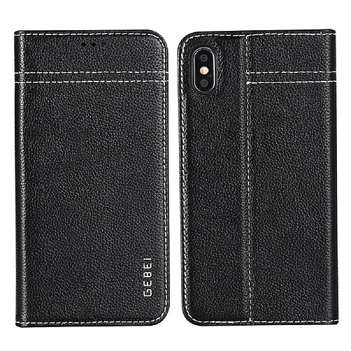 Wewoo Housse Coque Pour iPhone XR GEBEI Etui de protection en cuir à rabat horizontal avec support et fentes cartes Noir