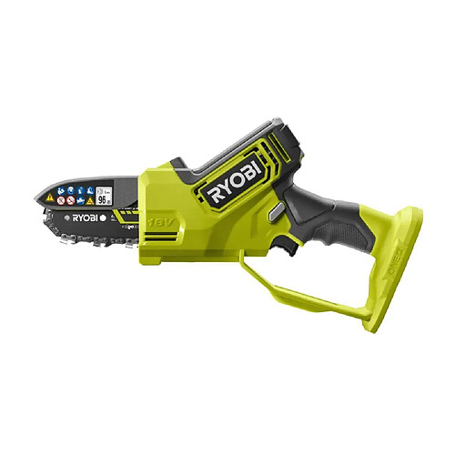 Ryobi - Élagueur à main 18V - Brushless/moteur sans charbons - guide 10 cm - 6 m/s - tendeur sans outil - vendu sans batterie ni chargeur - RY18PSX10A-0