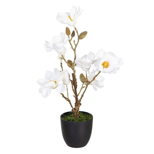 BigBuy Home Plante décorative Polyester Polyéthylène Fer 25 x 25 x 49 cm Magnolia