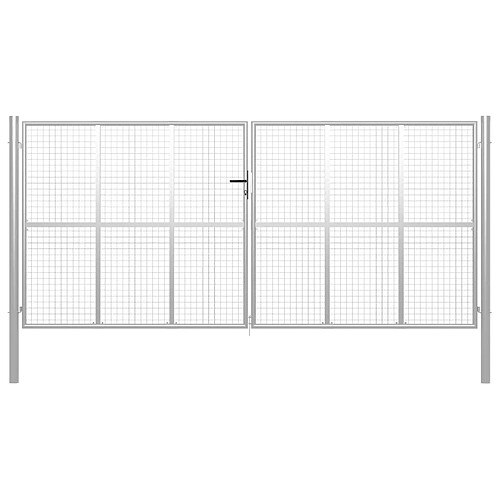 vidaXL Porte de jardin Acier galvanisé 415x225 cm Argenté