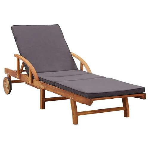 Maison Chic Chaise longue avec coussin | Bain de soleil Relax | Transat bois d'acacia solide -GKD86291