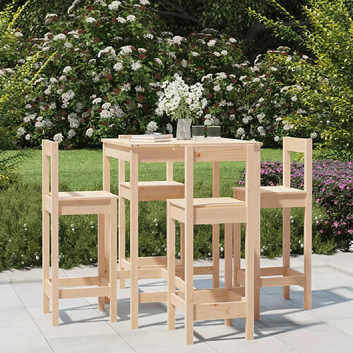 vidaXL Ensemble de bar de jardin 5 pcs bois de pin massif