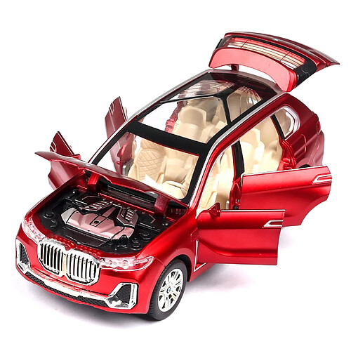 Universal 1: 24 Nouveau modèle de voiture en alliage BMW X7 Voiture jouet moulée sous pression Simulation du son des lumières Retour à la collection de jouets pour enfants Livraison gratuite | Voiture jouet moulée sous pression(Rouge)