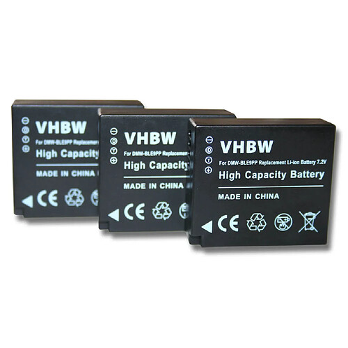 vhbw 3x batterie compatible avec Panasonic Lumix DMC-LX100K, DMC-LX100S, DMC-TX1, DMC-TZ100, DMC-TZ85 appareil photo APRN (750mAh, 7,2V, Li-ion)