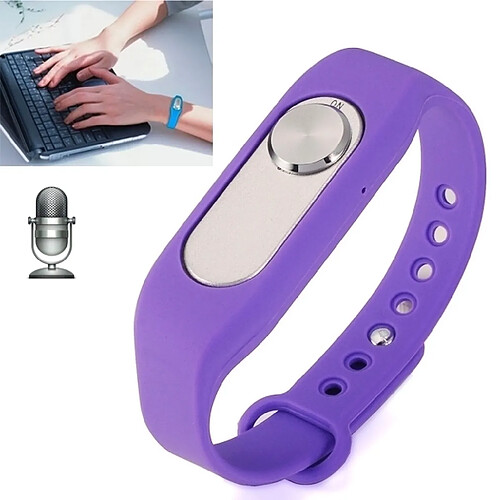 Wewoo Bracelet connecté Violet Wearable Wristband 8 Go Digital Voice Recorder montre-bracelet, un bouton longue durée d'enregistrement