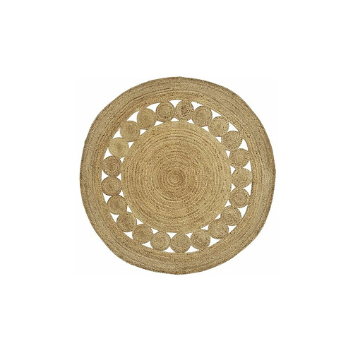 Aubry Gaspard Tapis rond en jute naturelle ajourée Diamètre 180cm.