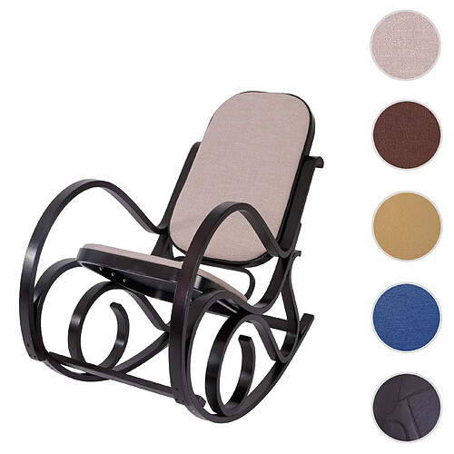 Mendler Rocking-chair, fauteuil à bascule M41 ~ imitation noyer, tissu beige