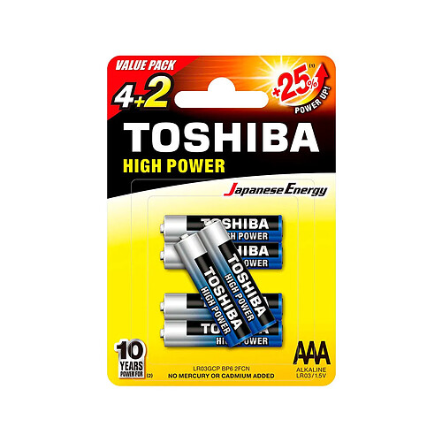 Piles LR03 - Pack de 6 Toshiba